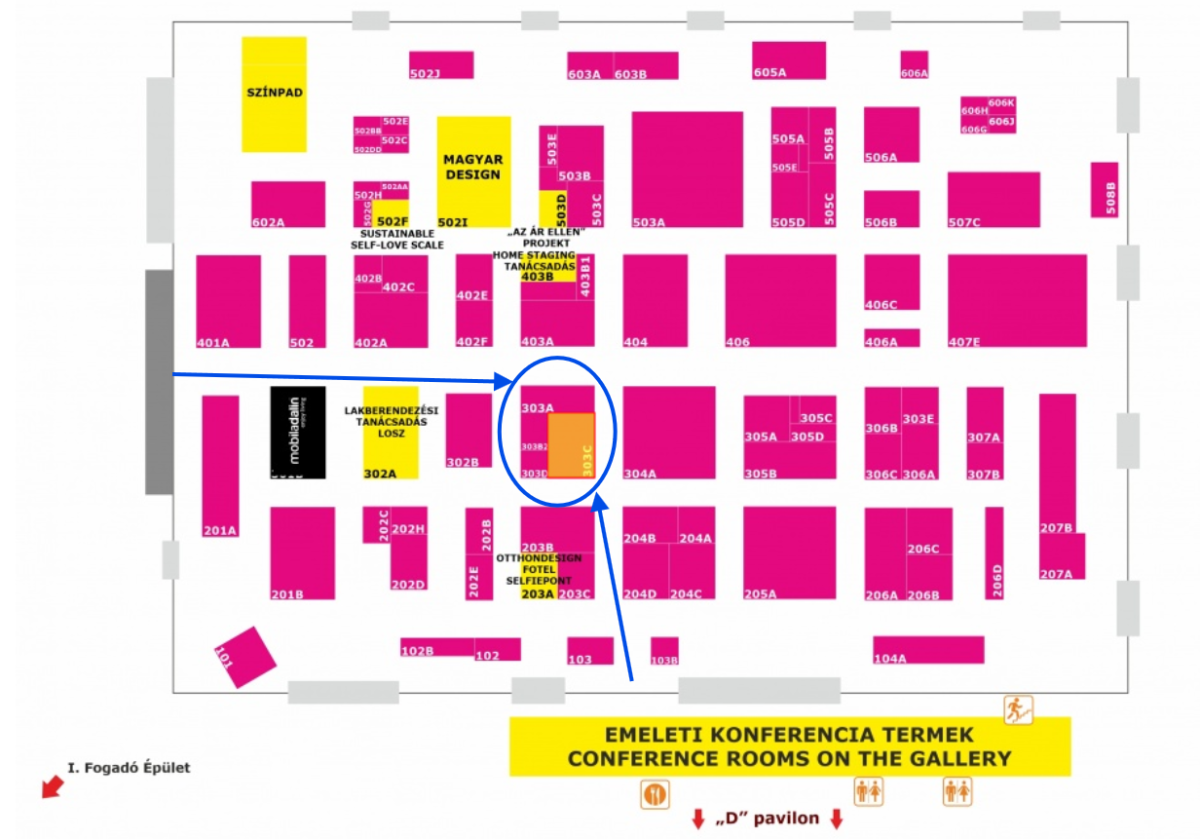 E csarnok térképe a mátraparkett standdal