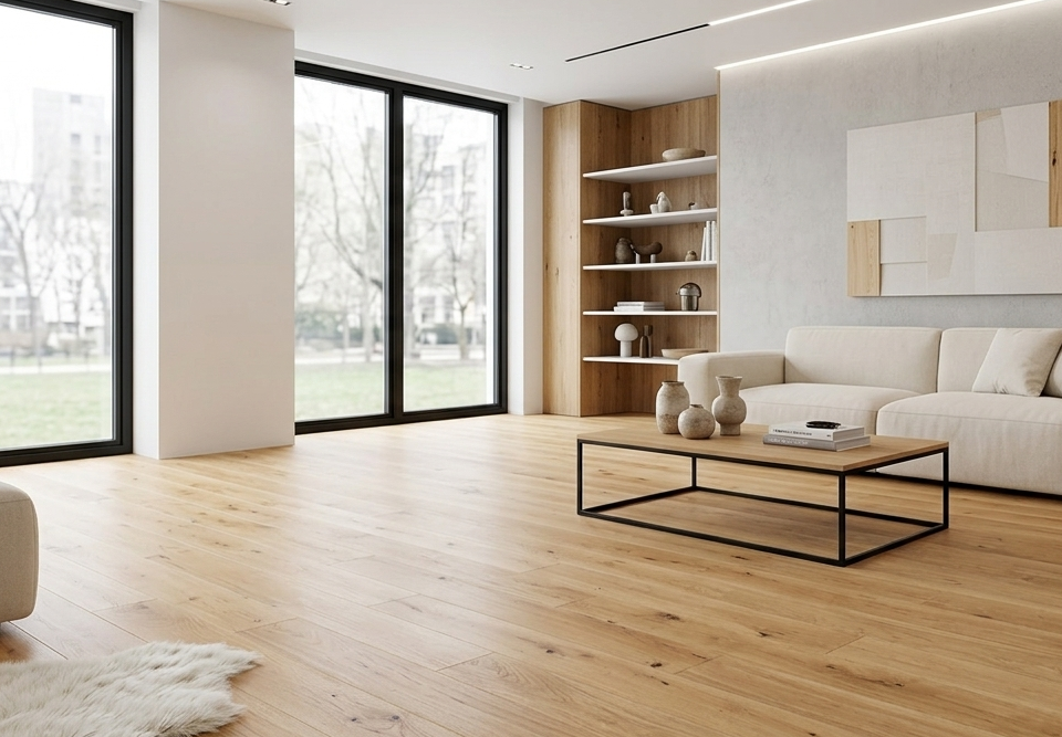 Mátraparkett kétrétegű tölgy svédpadló FlexiFloor_Antique-Pure-oak_nappali